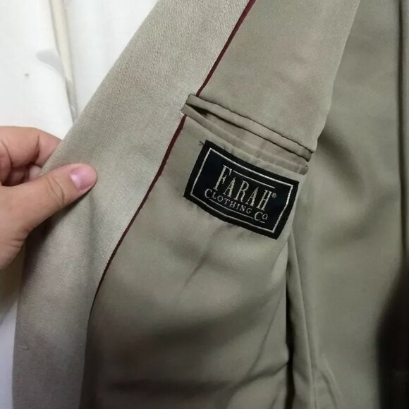 Farah Mens Tan Polyester/Viscose Sport Coat Blazer Jacket 40R ~ Teflon #DT - Picture 2 of 6